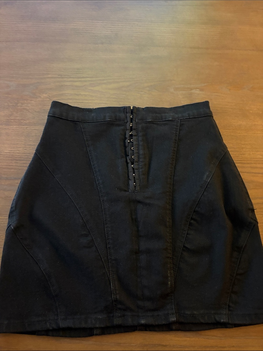 Zara Black High-Waist Mini Skirt with Front Hook Detail